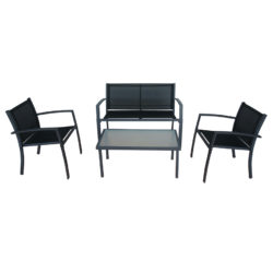 Metal 4-Seater Patio Set - Black